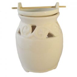 Ceramic Aroma Burner - 5" 2 Piece Round White Diffuser